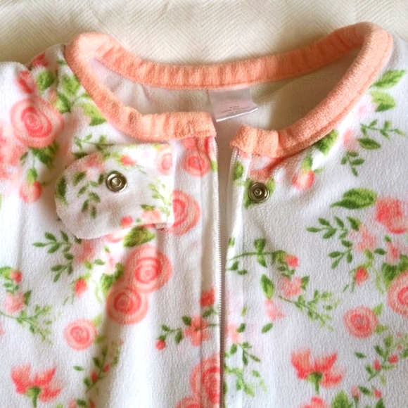 kensie rose floral fleece zip-up sleep sack 6-9 months baby girl - Picture 5 of 7